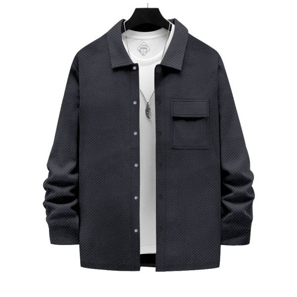 Men's Retro Casual Jacquard Knitted Lapel Shirt Jacket - Image 5