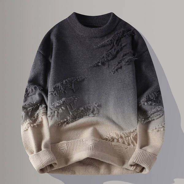 Round Neck Pullover Personalized Gradient Sweater - Image 4