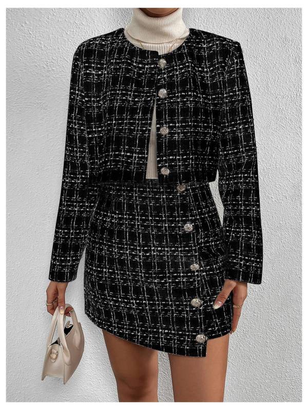 Heavy Industry Knitting Classic Style Jacket Half Body Skirt Outfit - Image 2