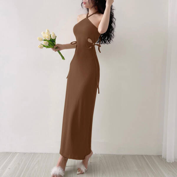 Elegant Women's Clothing Halter Cut-out Dress - Image 3