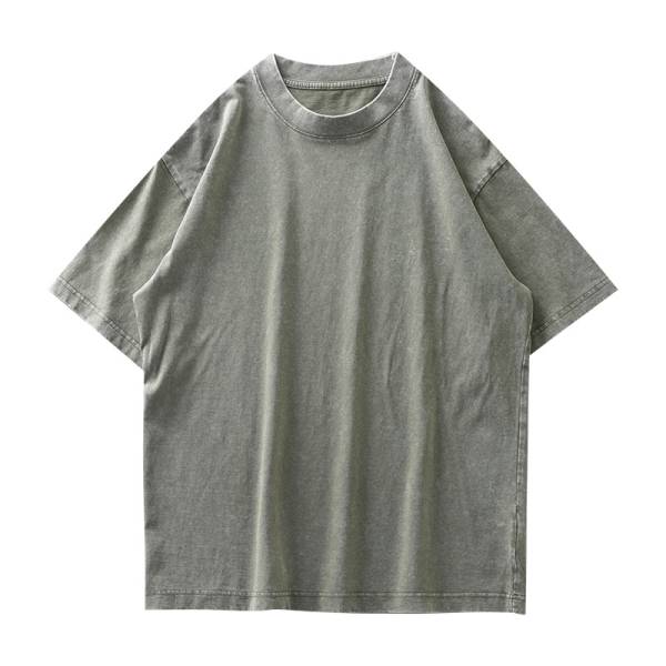 Washed And Worn Heavy Cotton T-shirt Men's Short Sleeve - Image 5