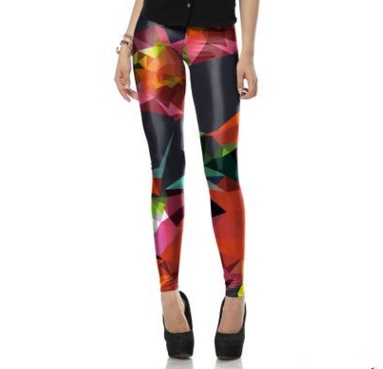 Geometric Diamond-shaped Colourful Leggings - Image 4