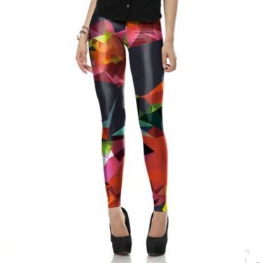 Geometric Diamond-shaped Colourful Leggings - Image 2