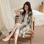 Cool Artificial Silk Nightdress Women's Short Sleeve