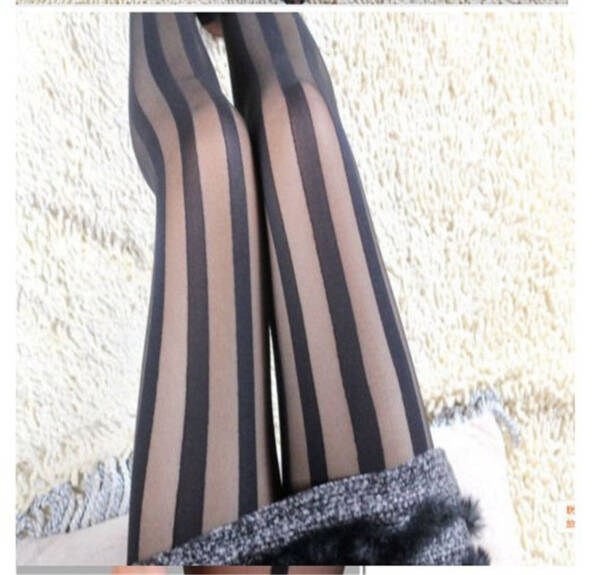 Thick Striped Thin Stockings Wide Vertical Pantyhose - Image 3