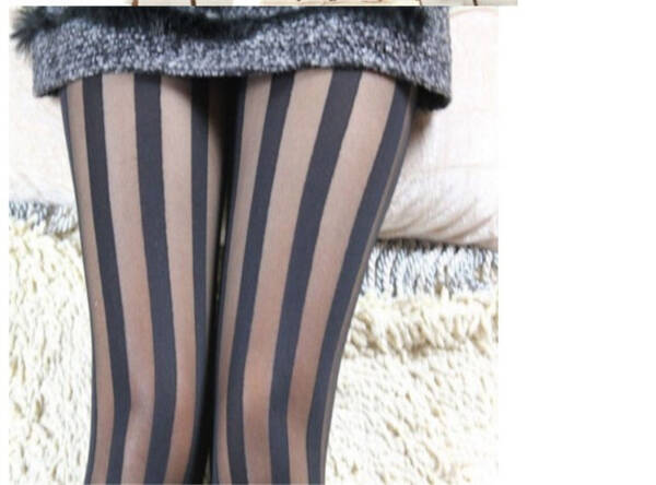 Thick Striped Thin Stockings Wide Vertical Pantyhose - Image 4