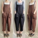 Pants casual pants cotton and linen breathable plus size overalls