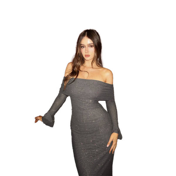 New Fashion Style Temperament Panel Pressing Slim-fit Off-neck Dress Women - Image 7