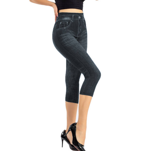 Stretch Bottoming Cropped Slim Fit Hip Raise Printed Jeans For Women - Image 8