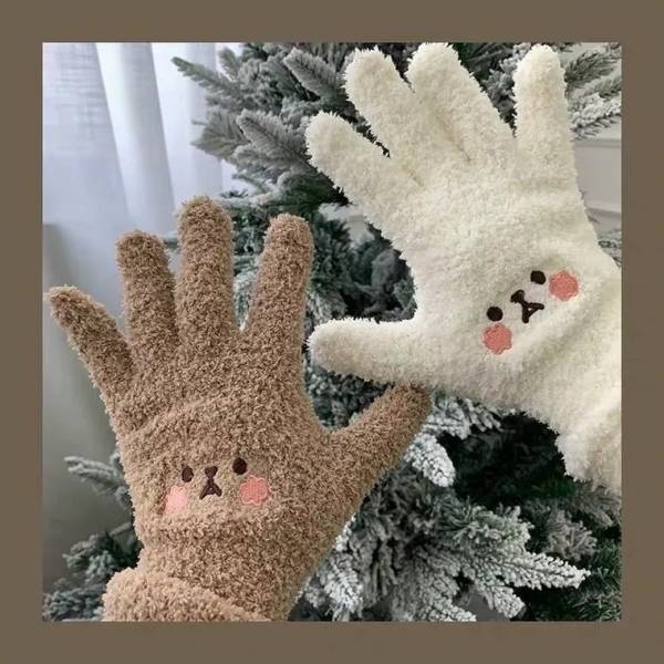 Warm Lady Winter Knitting Plush Gloves - Image 10