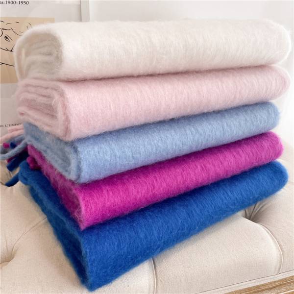 Mohair Pure Color All-matching Winter Warm Lengthened Fringe Bib Towel - Image 2