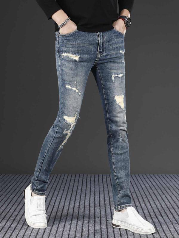 Men's Fashion Slim Fit Skinny Stretch Ripped Jeans - Image 4