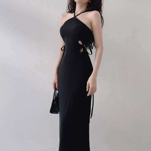 Elegant Women's Clothing Halter Cut-out Dress - Image 5