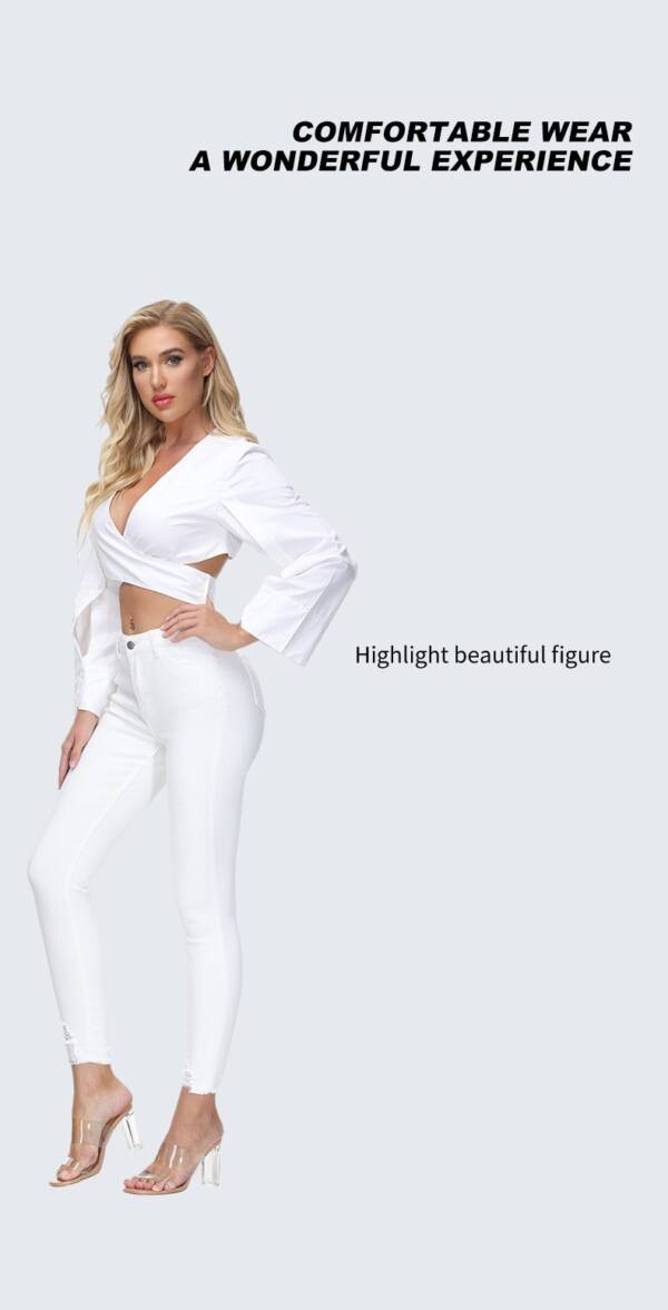 Women's White Ankle Tight High Waist Skinny Jeans - Image 8