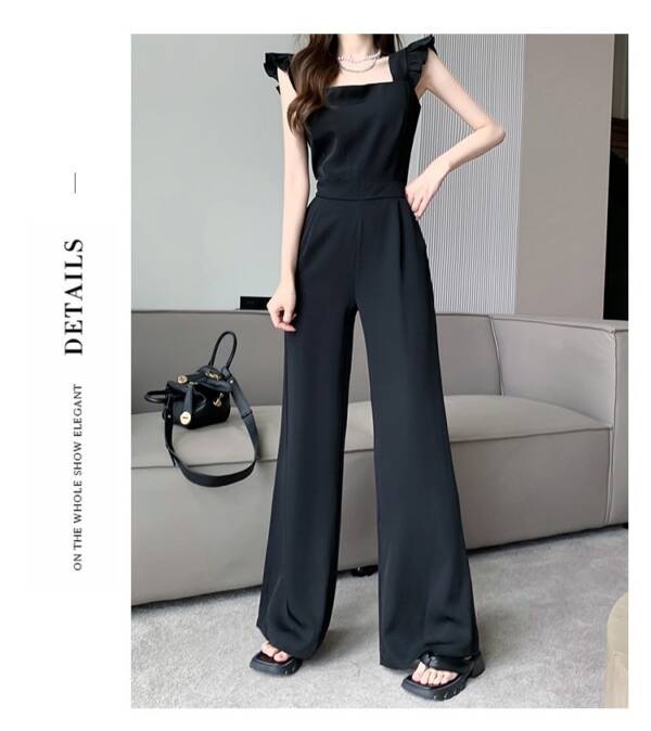 Mushroom Edge Temperament Sleeveless Jumpsuit With A Drooping Feeling And Wide Leg Pants - Image 2