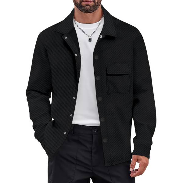 Men's Retro Casual Jacquard Knitted Lapel Shirt Jacket - Image 2