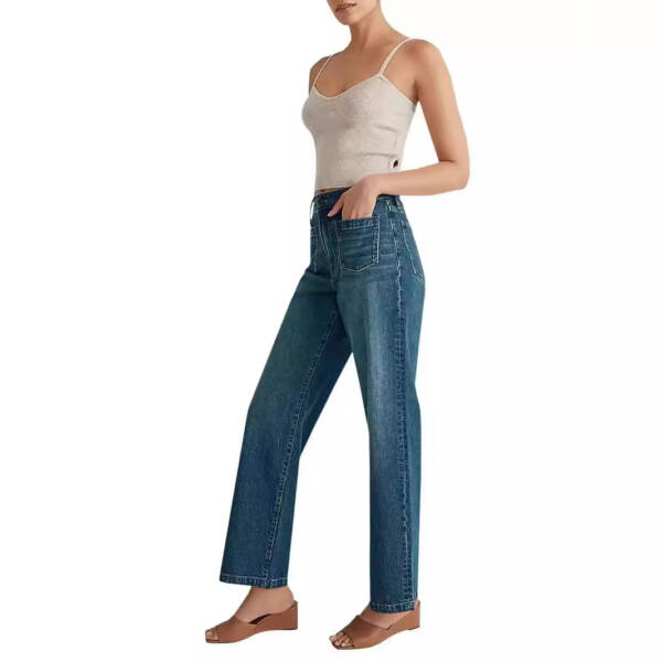 Washed Women's Jeans Wide Leg Trousers Square Pocket - Image 4