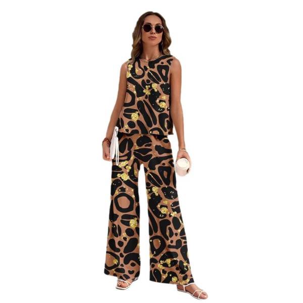 European And American Fashion Nation Geometric Vest Pants Suit - Image 5