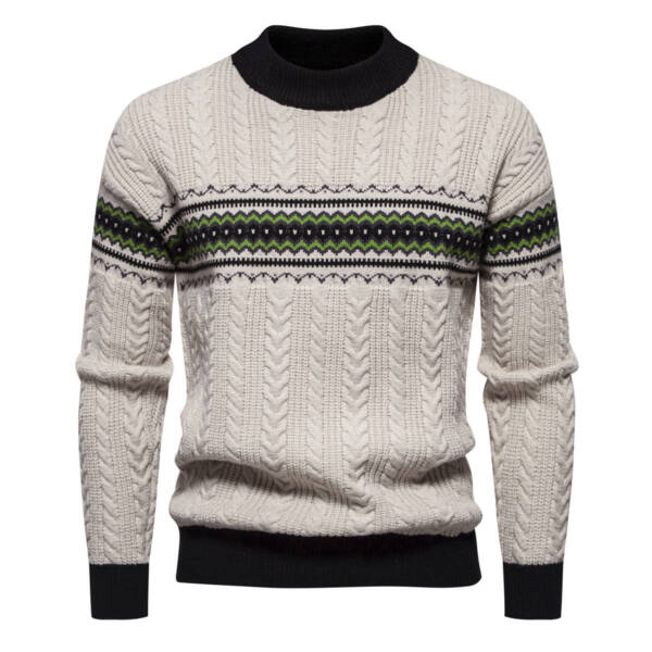 Men's Round Neck Pullover Print Casual Sweater - Image 6