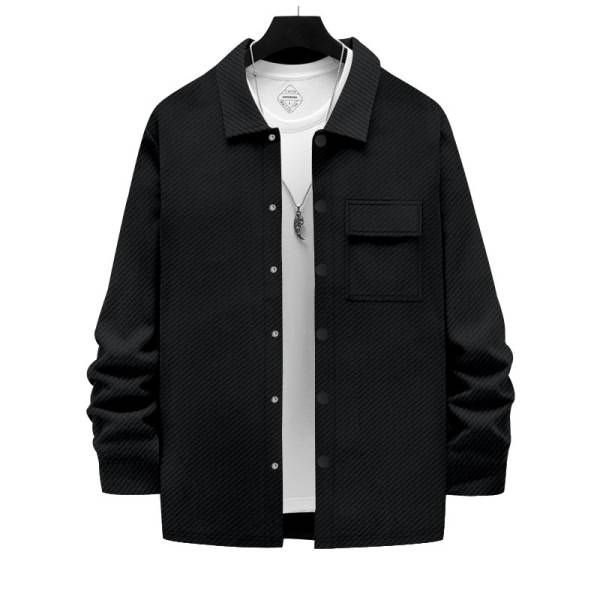 Men's Retro Casual Jacquard Knitted Lapel Shirt Jacket - Image 7