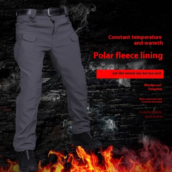 Winter Tactical Pants Men's Fleece-lined Waterproof Shark Skin Soft Shell Tactical Pants - Image 4