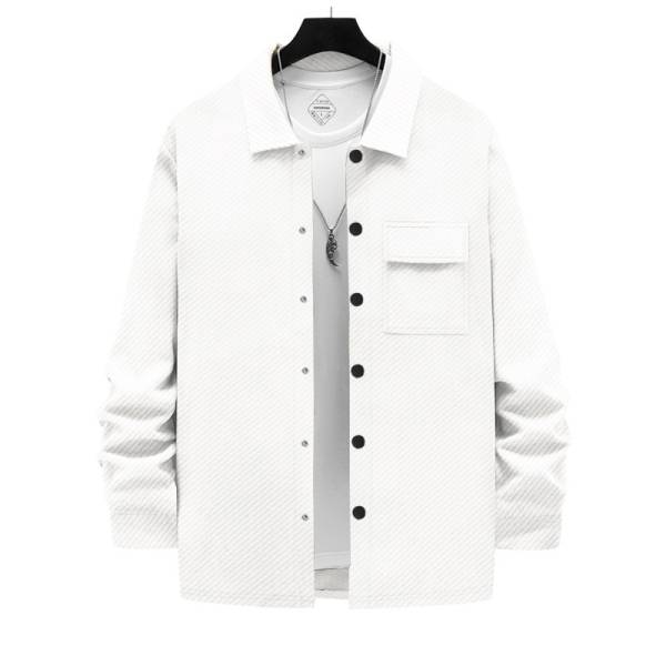 Men's Retro Casual Jacquard Knitted Lapel Shirt Jacket - Image 6