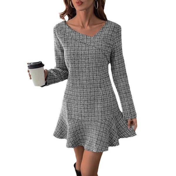 Autumn Long Sleeve Irregular Ruffles Dress - Image 6