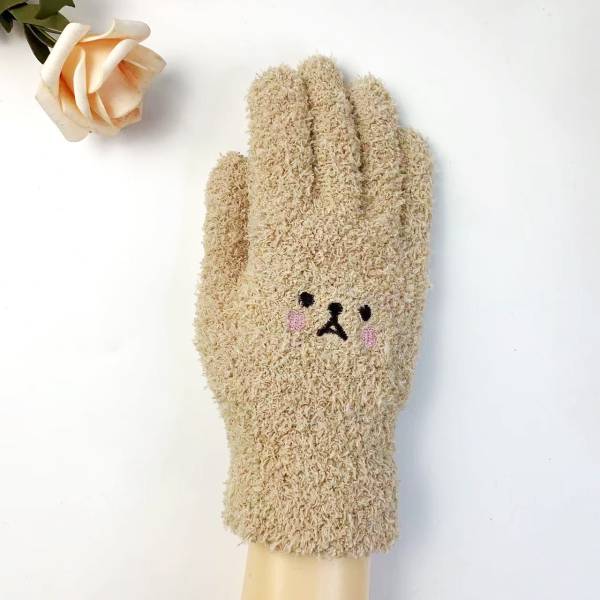 Warm Lady Winter Knitting Plush Gloves - Image 5