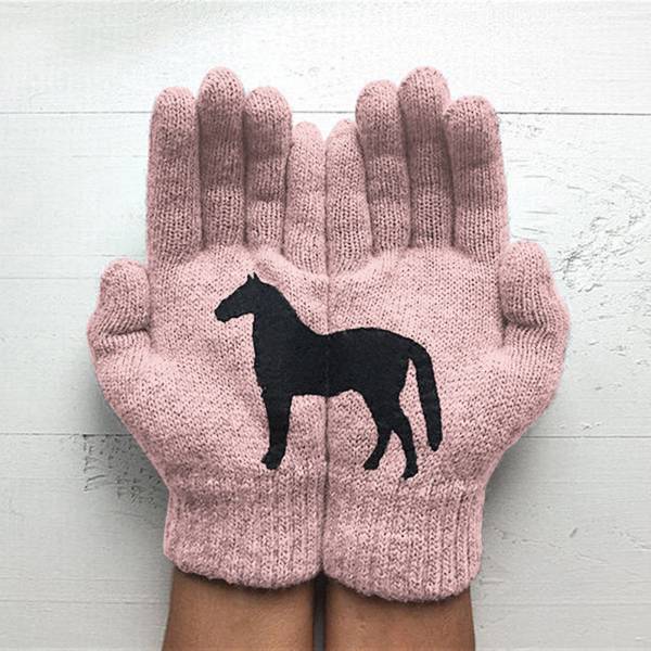 Dark horse print personality fun woolen gloves