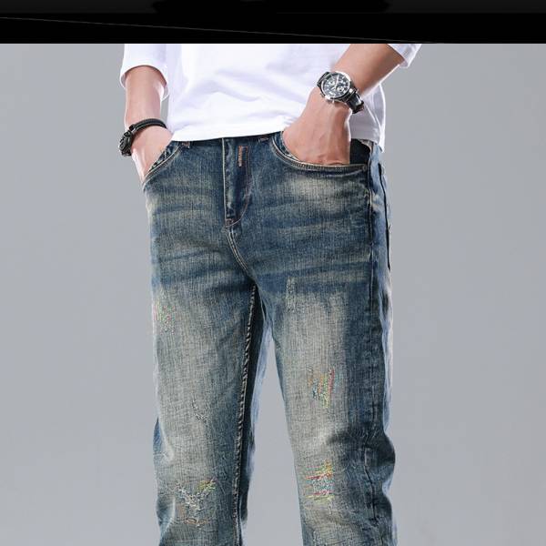 Men's Straight Slim Cotton Vintage Jeans - Image 6