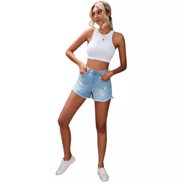 European And American Fashion Wash High Waist Jeans Women's Summer New Slim Wear Casual Short Shorts - Image 3