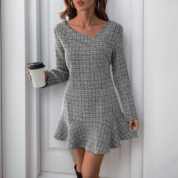 Autumn Long Sleeve Irregular Ruffles Dress - Image 2