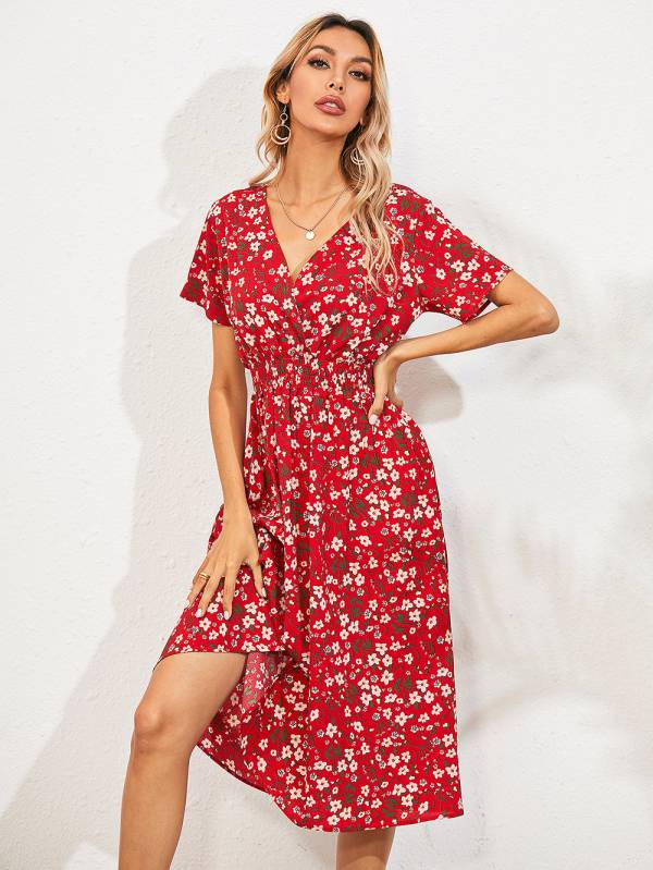 European And American Women's Printed Short-sleeved Fashion Floral Dress - Image 5