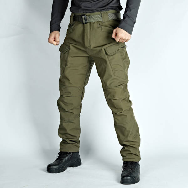 Winter Tactical Pants Men's Fleece-lined Waterproof Shark Skin Soft Shell Tactical Pants - Image 8