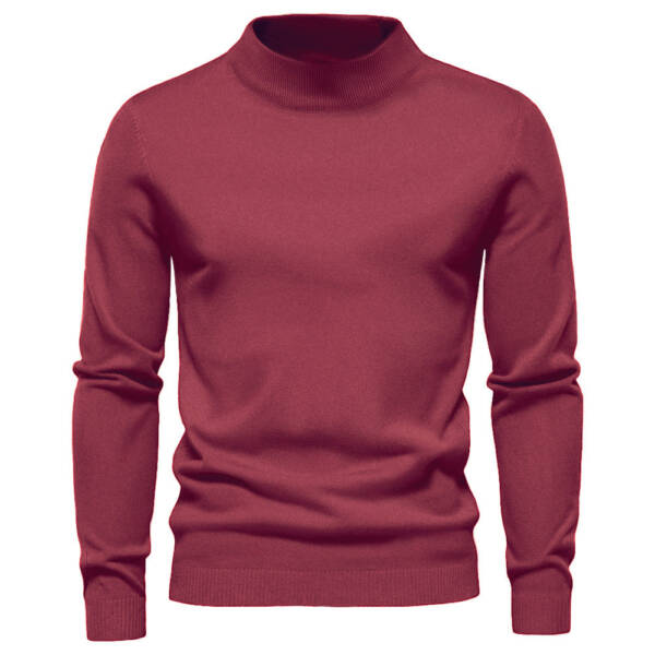 Mid-collar Slim Fit Men's Sweater Men's Multi-color - Image 6