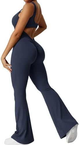 Women Sleeveless Flare Jumpsuits Fitness Yoga Long Pants - Image 7