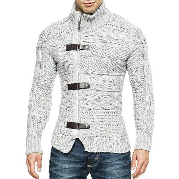 Autumn And Winter Turtleneck Men's Cardigan Coat - Image 4