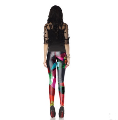 Geometric Diamond-shaped Colourful Leggings - Image 3