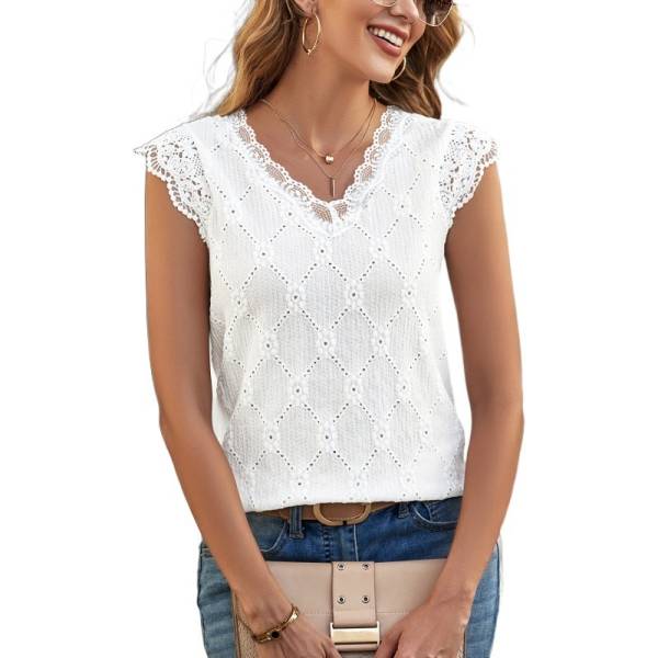 Sleeveless Lace Collar With Lace Short Sleeves - Image 5