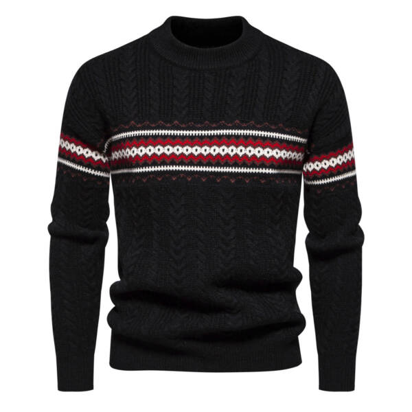 Men's Round Neck Pullover Print Casual Sweater - Image 4