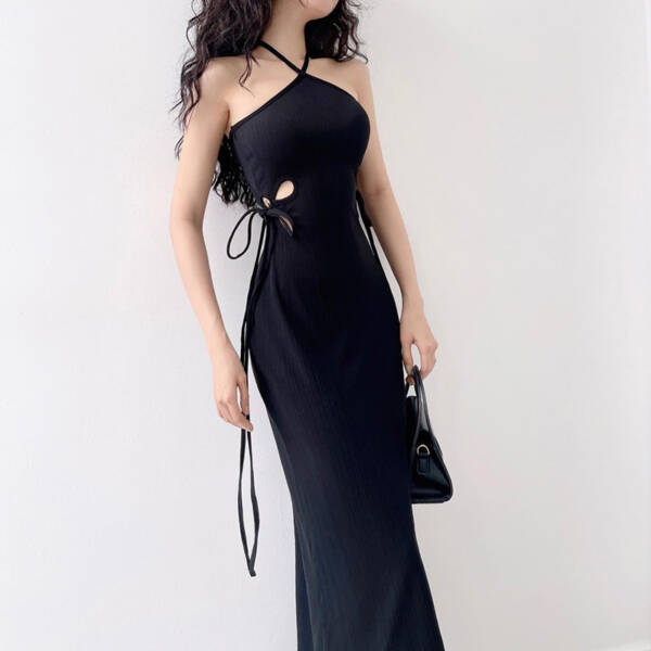 Elegant Women's Clothing Halter Cut-out Dress - Image 7