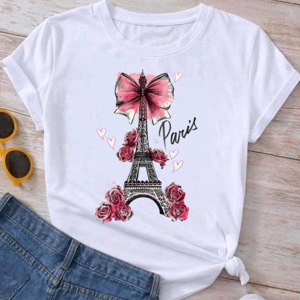 Flower Plant Bottoming Shirt Half Sleeve Simple Cartoon - Image 10