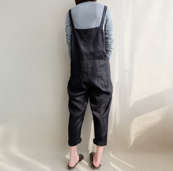 Pants casual pants cotton and linen breathable plus size overalls - Image 2