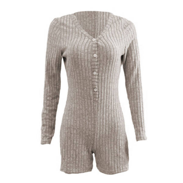 Casual Slim Women Rib Knitted Jumpsuit - Image 2