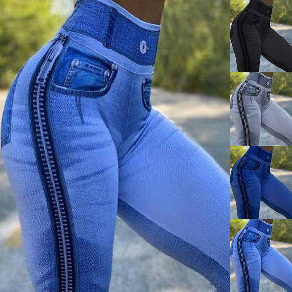 High Waist Fitness Pants For Women Close-fitting And Slim-fitting Denim Yoga Pants - Image 2