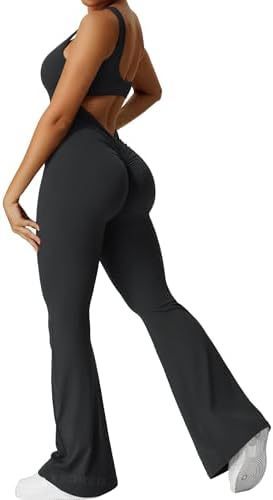 Women Sleeveless Flare Jumpsuits Fitness Yoga Long Pants - Image 10