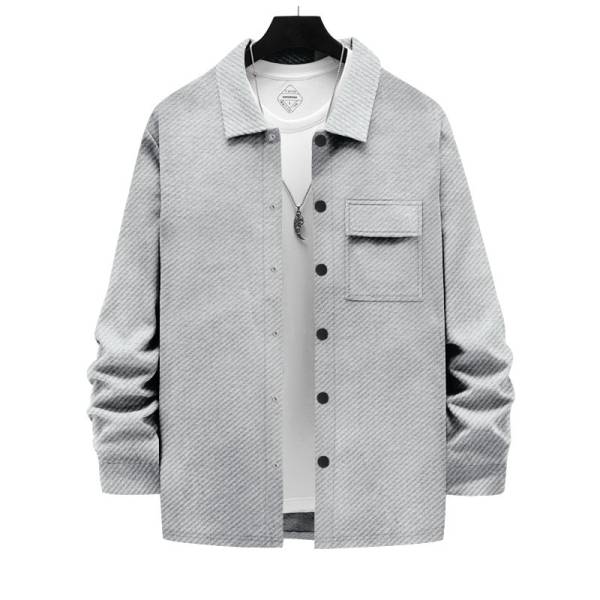 Men's Retro Casual Jacquard Knitted Lapel Shirt Jacket - Image 4