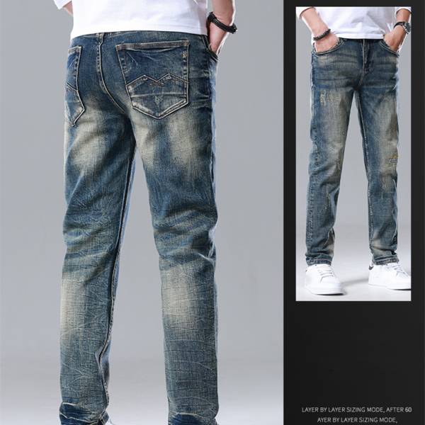 Men's Straight Slim Cotton Vintage Jeans - Image 4