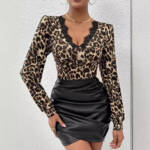 Autumn And Winter New Leopard Print Lace Top