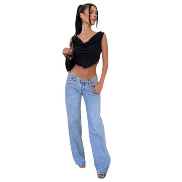 Fashion Retro Straight Loose Denim Trousers - Image 5